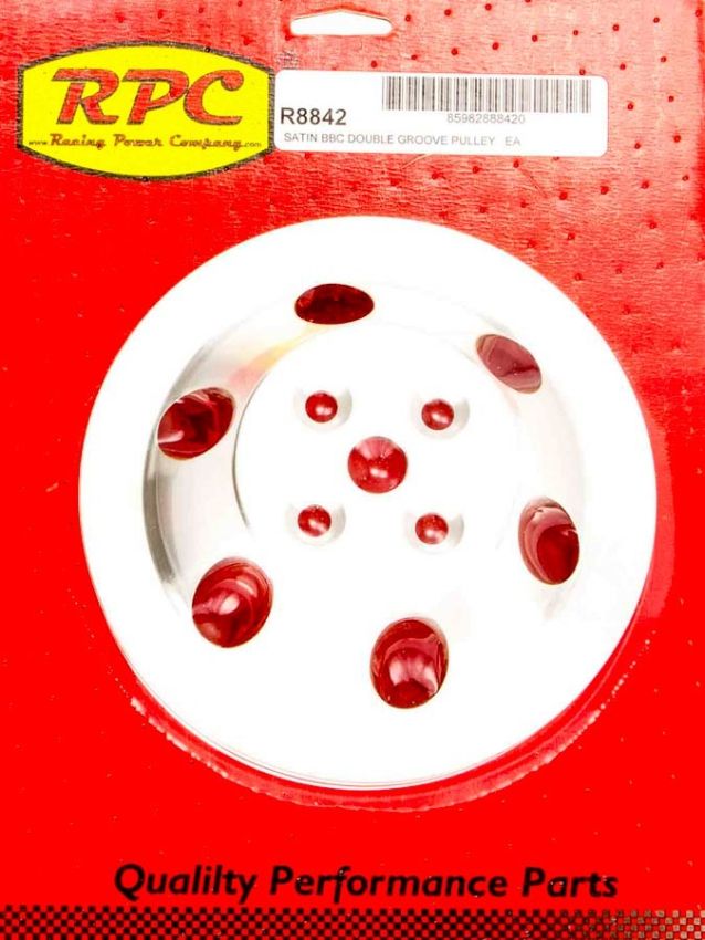 RACING POWER CO-PACKAGED RPCR8842 BBC 2 Groove Satin Alum Short W/P Pulley
