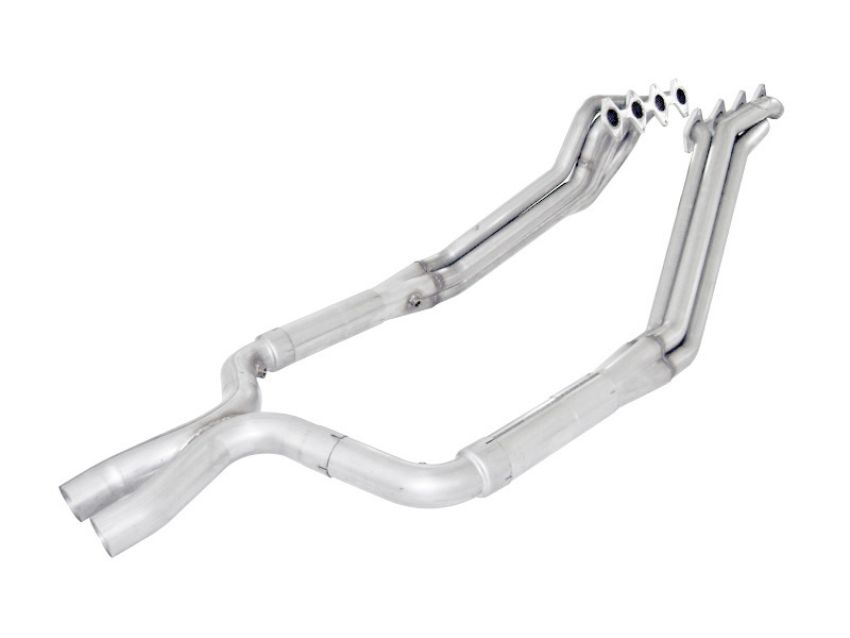 Stainless Works M05H175X 2005-10 Mustang GT 1-3/4in Headers 3in High-Flow Cats X-Pipe Factory Connection