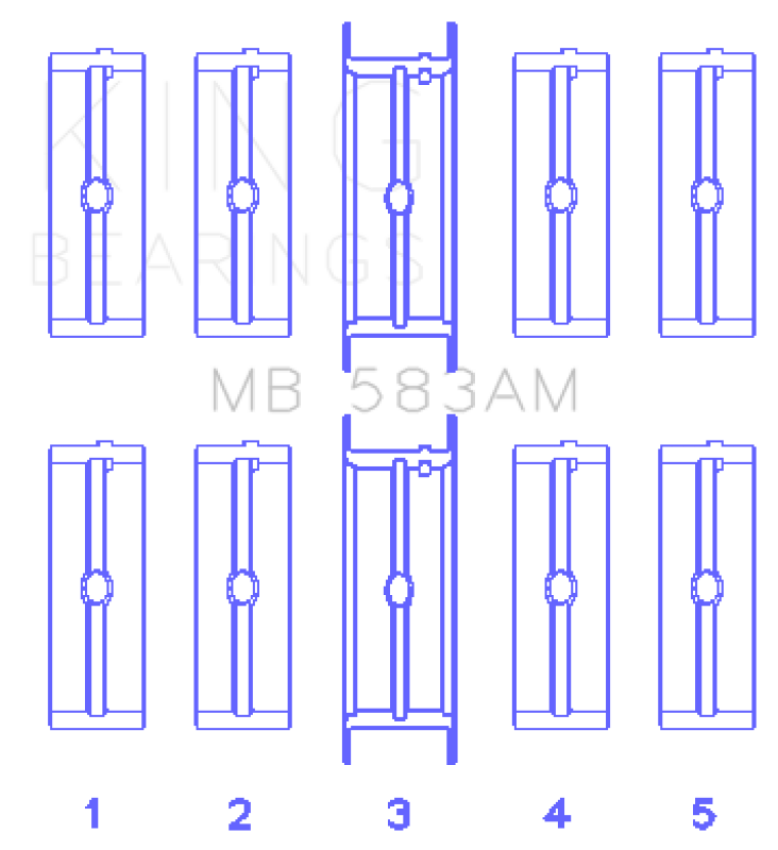King Engine Bearings MB 583AM King Ford 239/256/272/292 Crankshaft Main Bearing Set