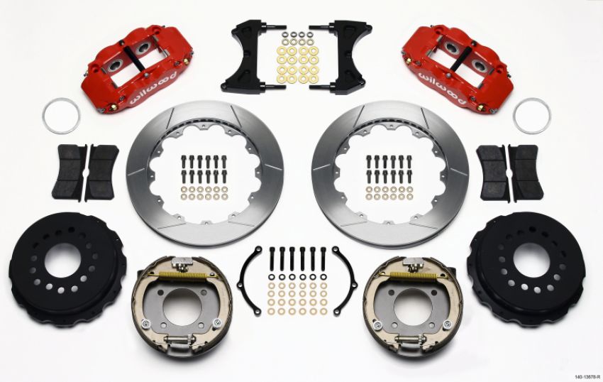 Wilwood 140-13678-R Narrow Superlite 4R Rear P-Brk Kit 12.88in Red Chevy 12 Bolt w/ C-Clips