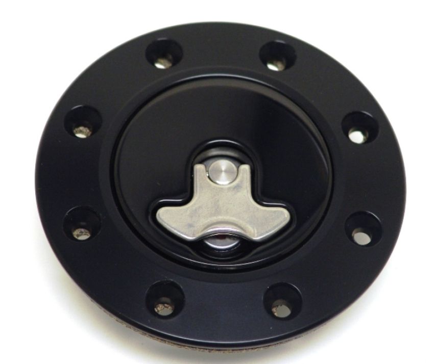 Ridetech 81000040 Billet aluminum gas cap for 1962-1967 Nova, locking, anodized Black.