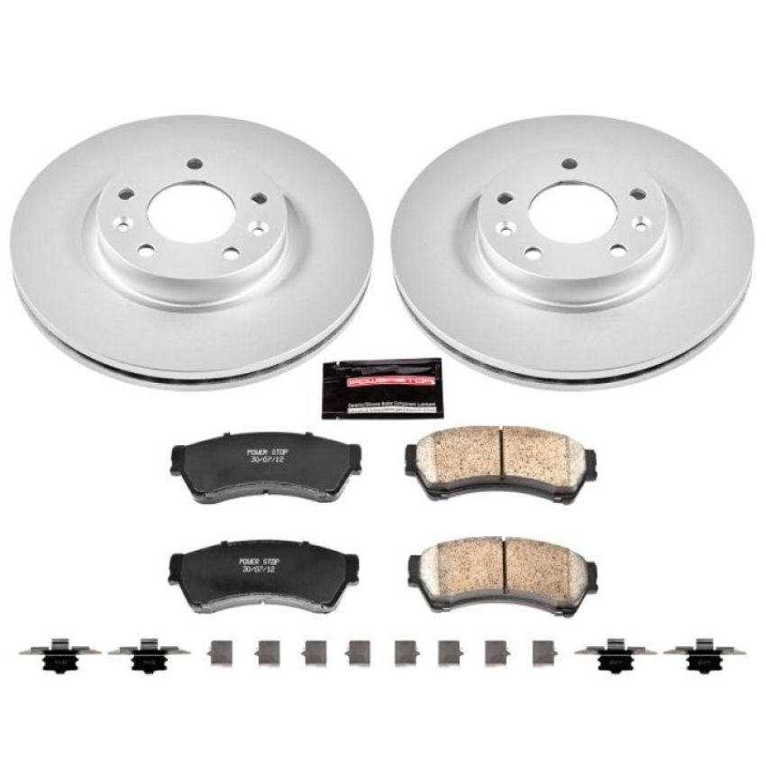 PowerStop CRK199 Genuine Geomet Coated Rotor and Low-Dust Ceramic Brake Pad Kit