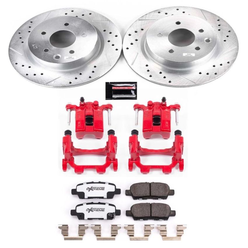 PowerStop KC8062-26 Z26 Street Performance Ceramic Brake Pad, Drilled Slotted Rotor, and Caliper Kit