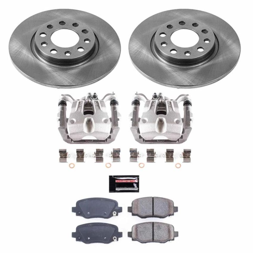 PowerStop KCOE6543 OE Stock Replacement Low-Dust Ceramic Brake Pad, Rotor and Caliper Kit