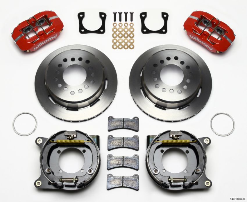 Wilwood 140-11400-R Dynapro Low-Profile 11.00in P-Brake Kit - Red Chevy 12 Bolt Spcl 2.81in Off Stag Mount