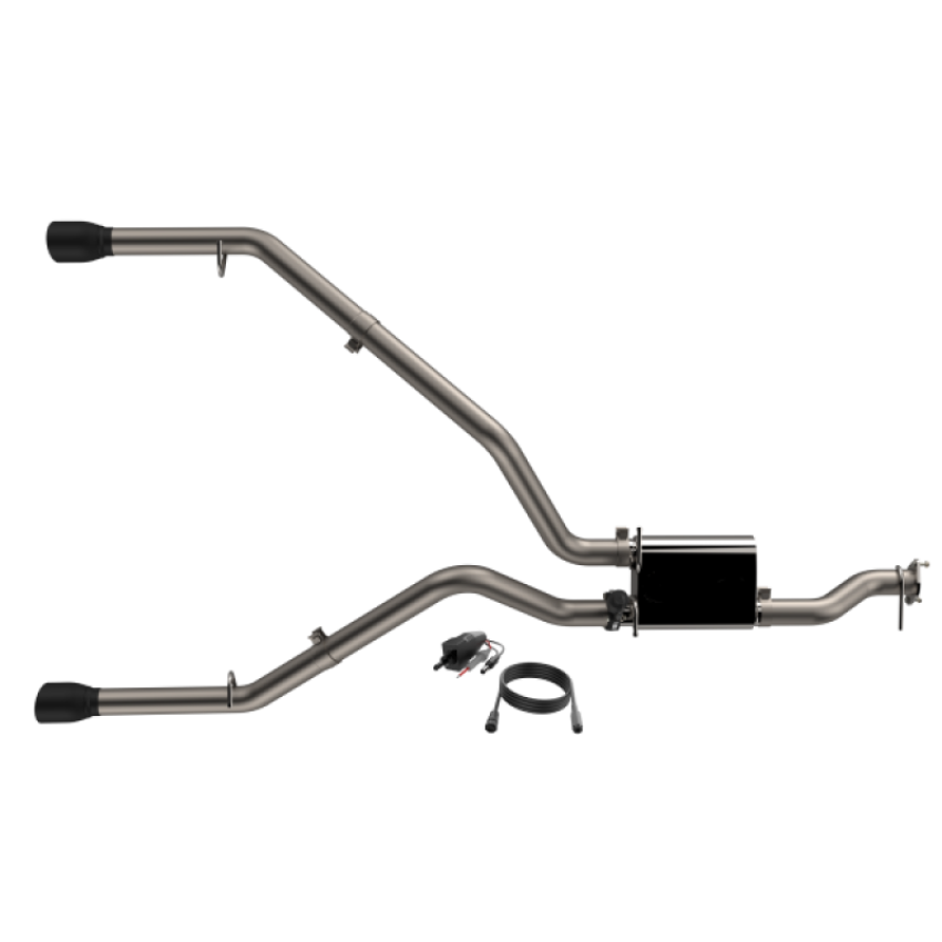 QTP 420019B 2019-2024 Ram 1500  Screamer Split Rear Exit Cat Back Black Tips