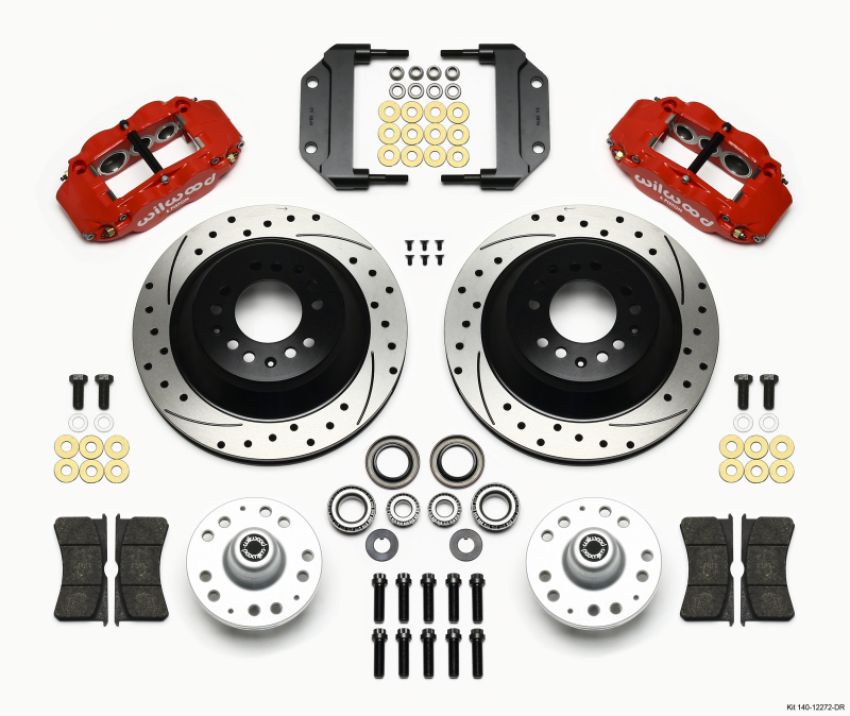 Wilwood 140-12272-DR Narrow Superlite 6R Front Hub & 1PC Rtr Kit 12.88in Dril -Red Magnum Force Drop Spindle