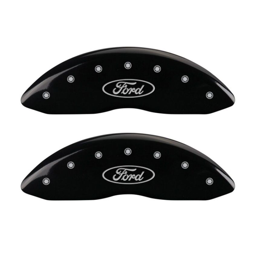 MGP 10005SFRDBK 4 Caliper Covers Engraved Front & Rear Oval logo/Ford Black finish silver ch