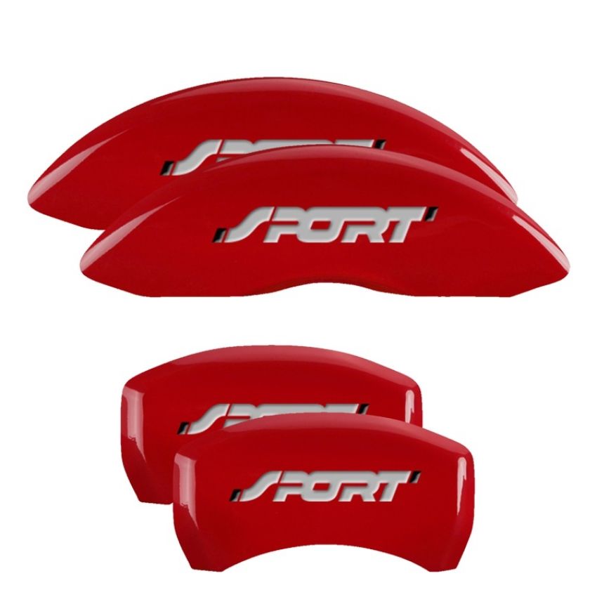 MGP 10229SSP1RD 4 Caliper Covers Engraved Front & Rear No bolts/Sport Red finish silver ch