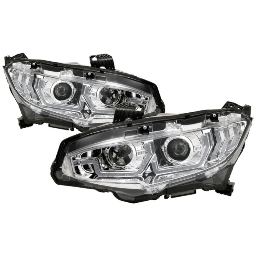 SPYDER 5086082 Projector Headlight W/ LED Sequential Turn Signal Lights - Chrome