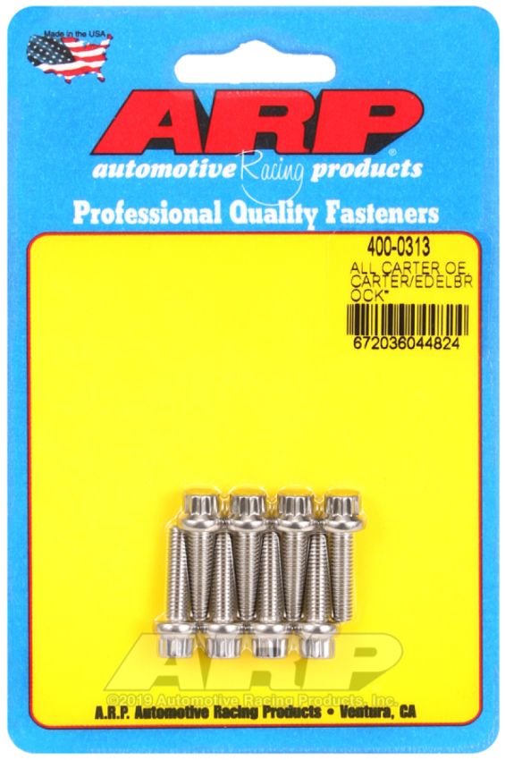 ARP 400-0313 All Carter OE/Carter/Edelbrock (Performer and Thunder Series) Carburetor Bolt Kit