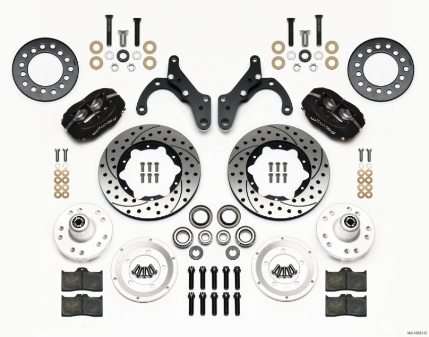 Wilwood 140-12021-D Forged Dynalite Front Kit 11.00in Drilled 65-68 Chevy Impala -Drum Spindle