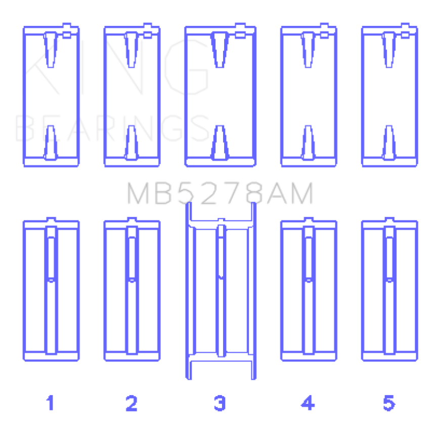 King Engine Bearings MB5278AM0.75 Ford 140Ci /2.3Liter/L4 (Size +0.75mm) Main Bearing Set