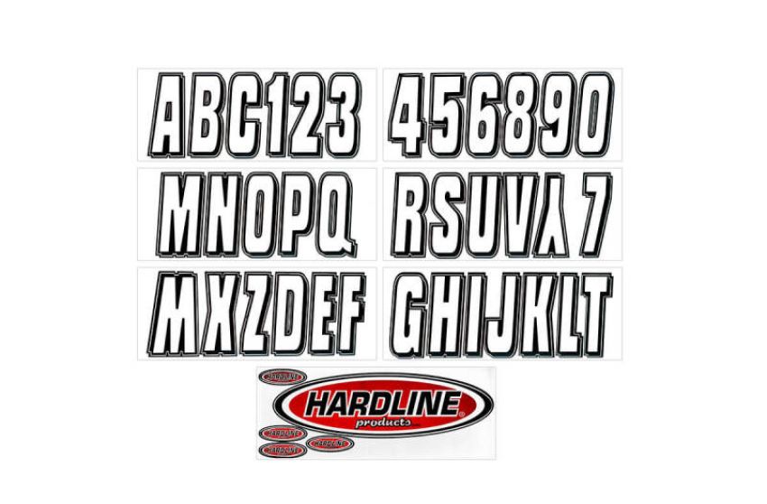 Hardline SIBLK320 Boat Lettering Registration Kit 3 in. - 320 Silver/Black