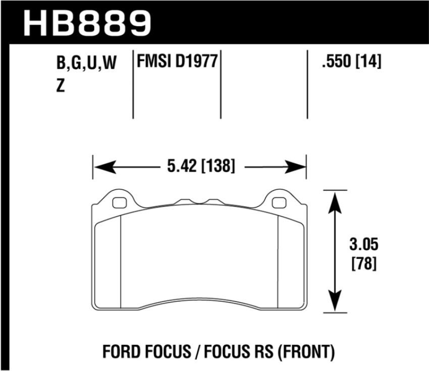 Hawk Performance HB889Z.550 Performance Ceramic Disc Brake Pad