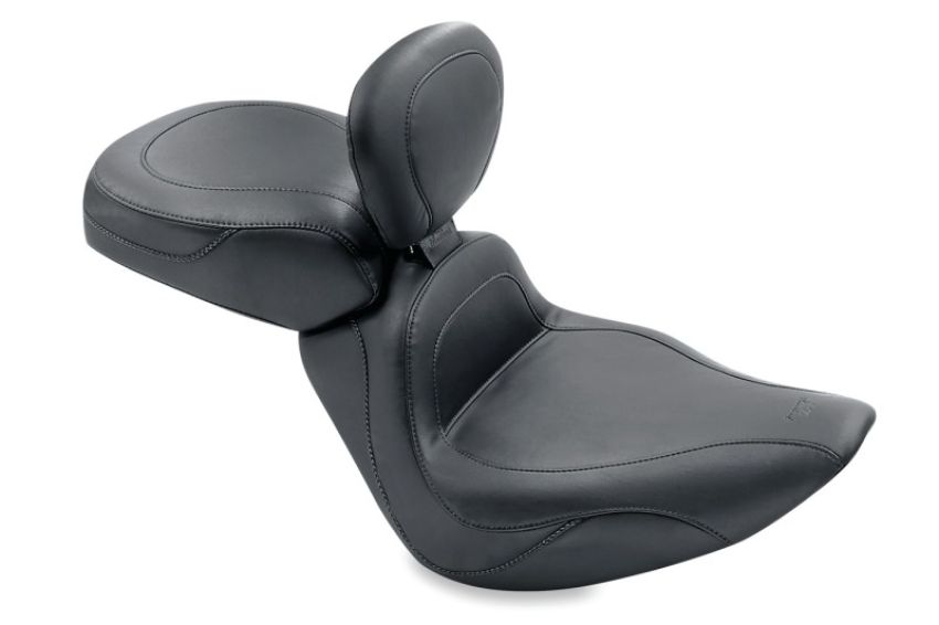 Mustang Motorcycle 79491 Mustang 00-15 Harley Softail Standard Rear Tire Sport Touring Solo Seat w/Driver Backrest - Black