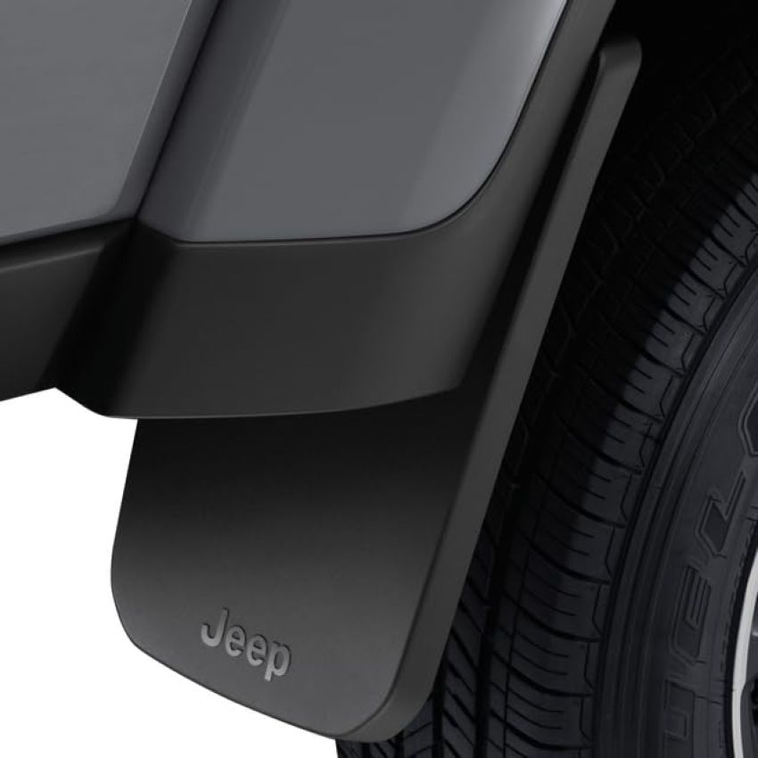 Mopar Molded Rear Splash Guards with Jeep Logo for Jeep Vehicles with Wide Track Axles (not compatible with Rock Rails) 82216377AB