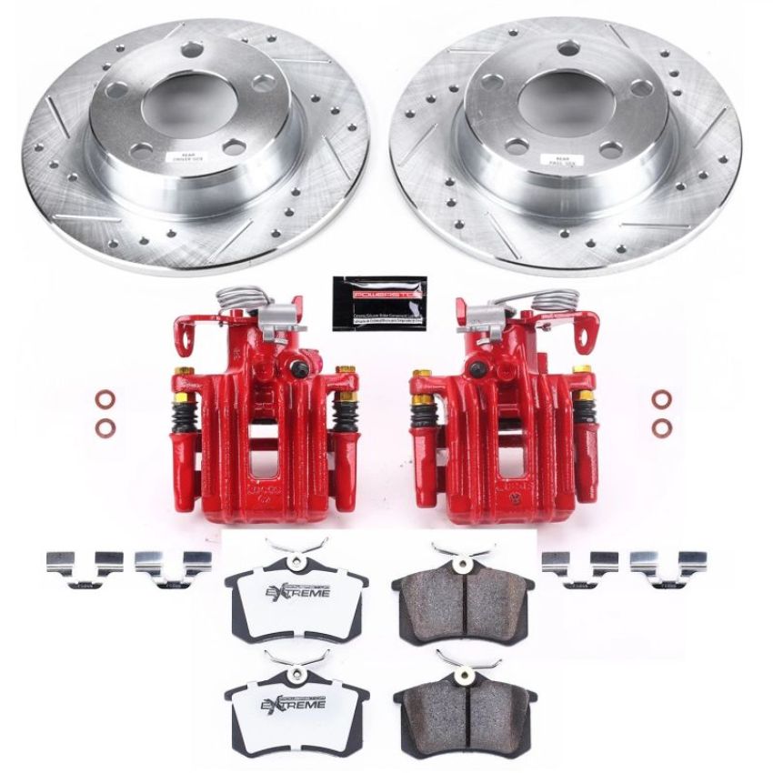 PowerStop KC941-26 Z26 Street Performance Ceramic Brake Pad, Drilled Slotted Rotor, and Caliper Kit