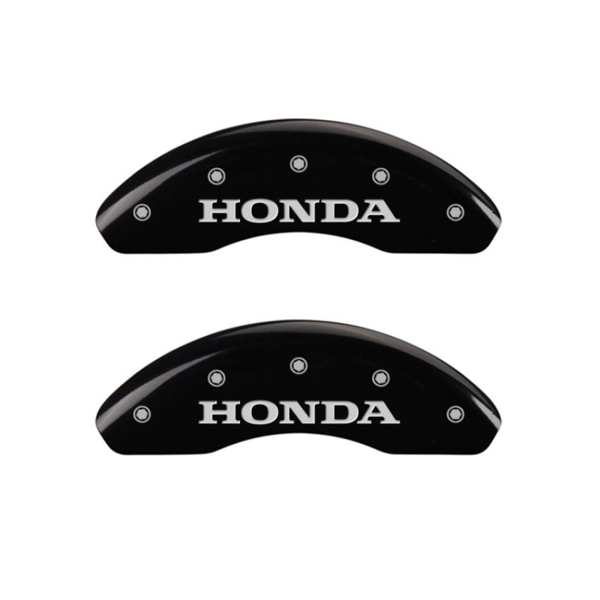 MGP 20003FHONBK Front set 2 Caliper Covers Engraved Front Honda Black finish silver ch