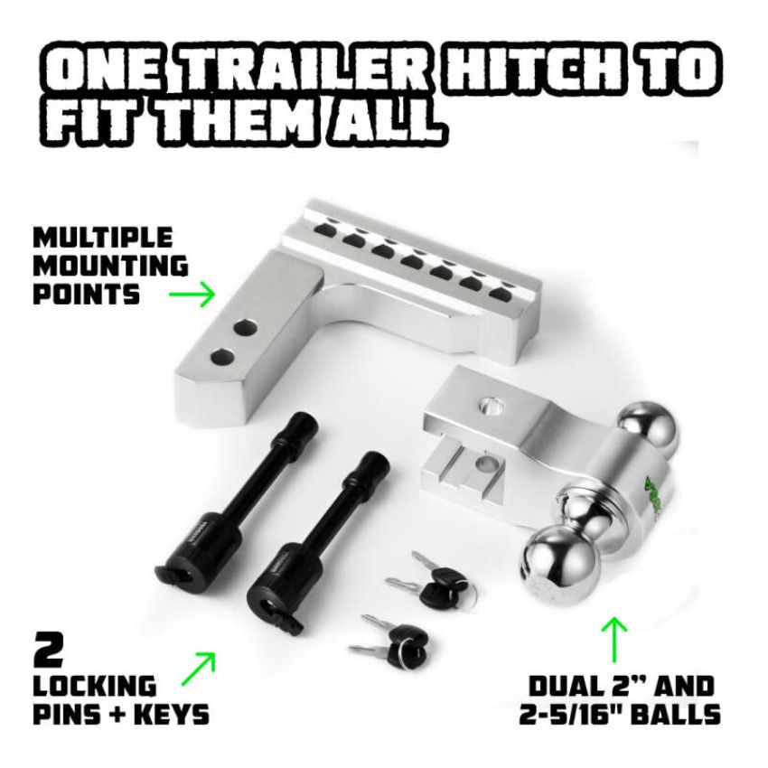 Rhino USA RG-HTDROP2-SVR 6In Heavy Duty Drop Hitch - 2In (Silver)