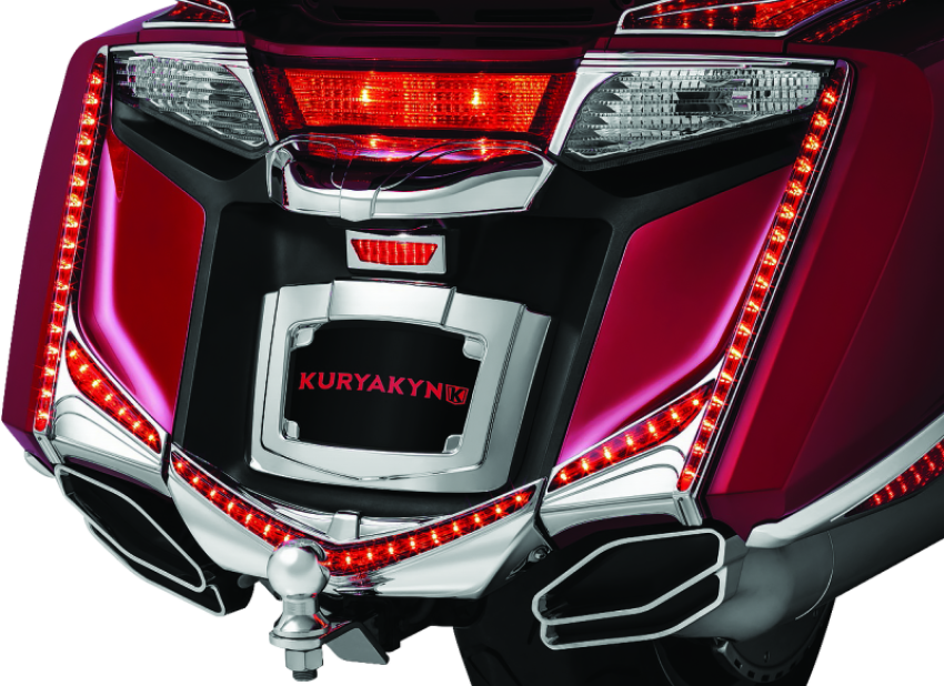 Kuryakyn 3237 L.E.D. Vertical Rear Light Strips 12-17 GL1800 Chrome Red Lens