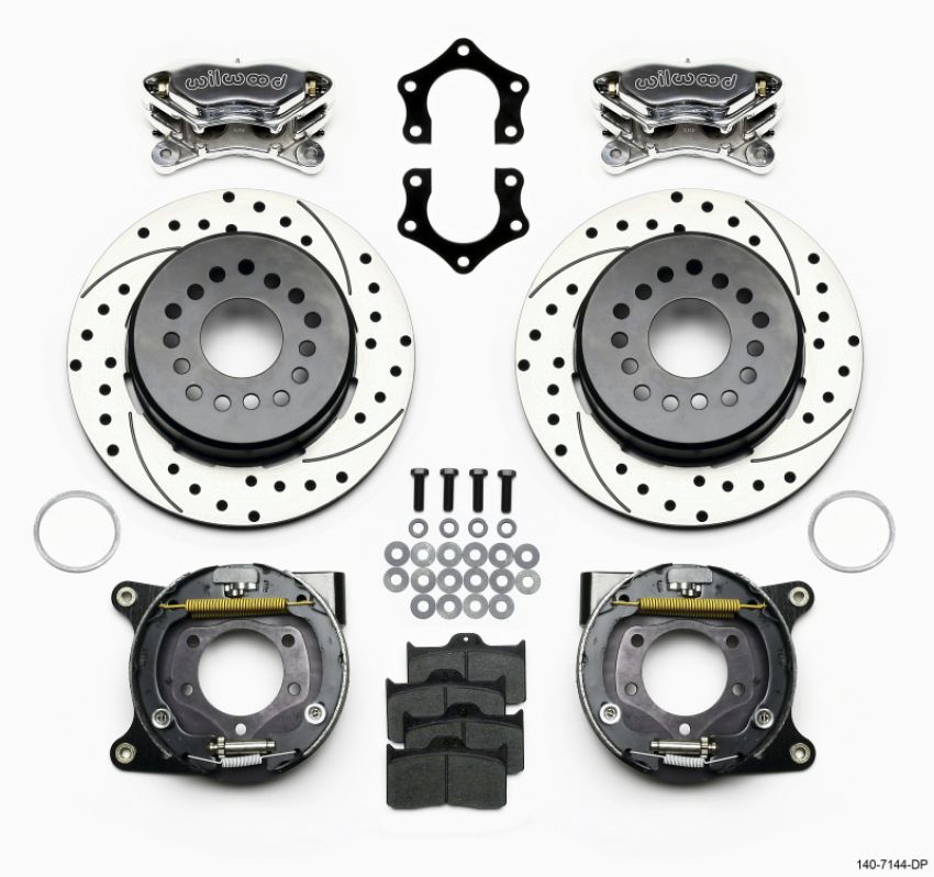 Wilwood 140-7144-DP Forged Dynalite P/S P-B Kit Drilled Polished Mopar/Dana 2.36in Off w/Snap Ring Brng