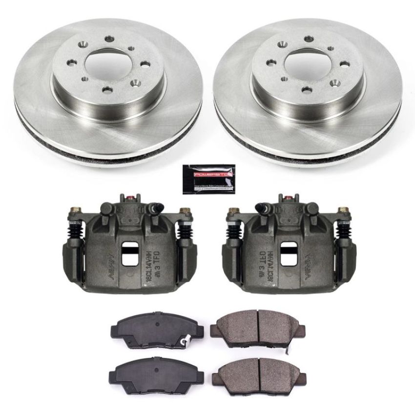 PowerStop KCOE5382 OE Stock Replacement Low-Dust Ceramic Brake Pad, Rotor and Caliper Kit