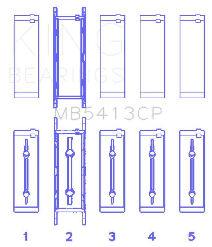King Opel LNF / LSJ / L42/61 / Z22SE Crankshaft Main Bearing Set (Set of 5)