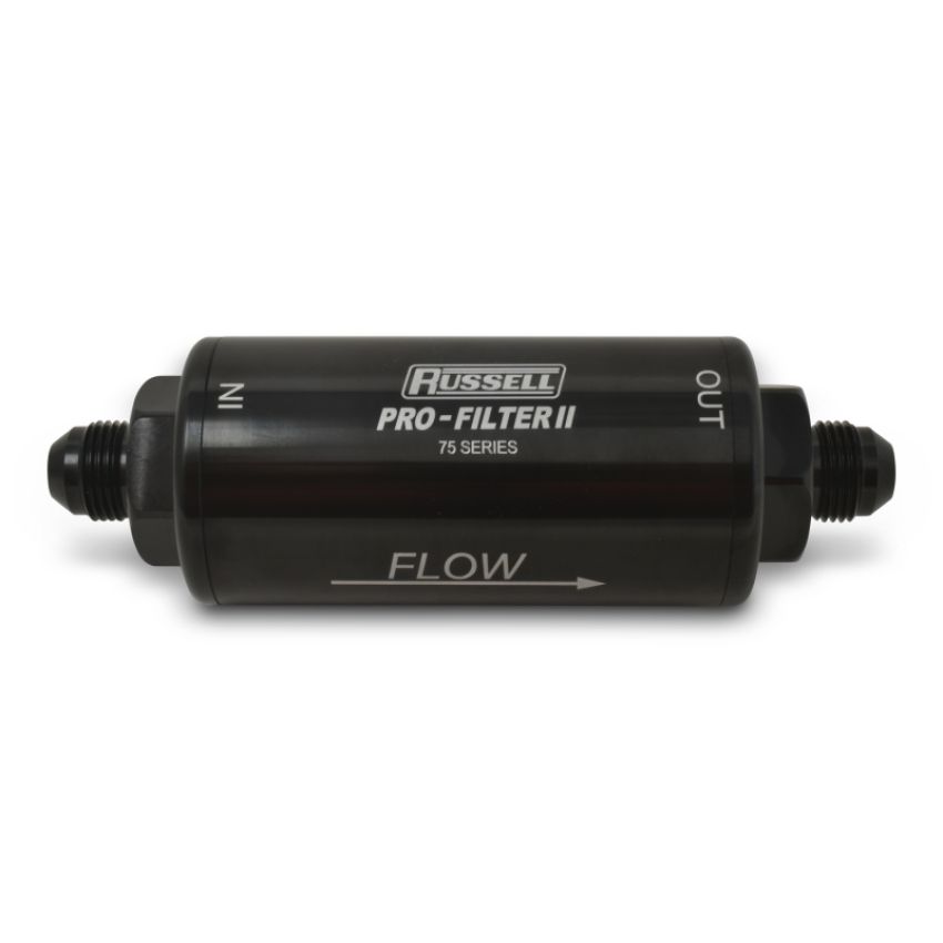 Russell 750601 Performance Profilter Fuel Filter 6.25in Long 10 Micron -6AN Inlet -10AN Outlet - Black