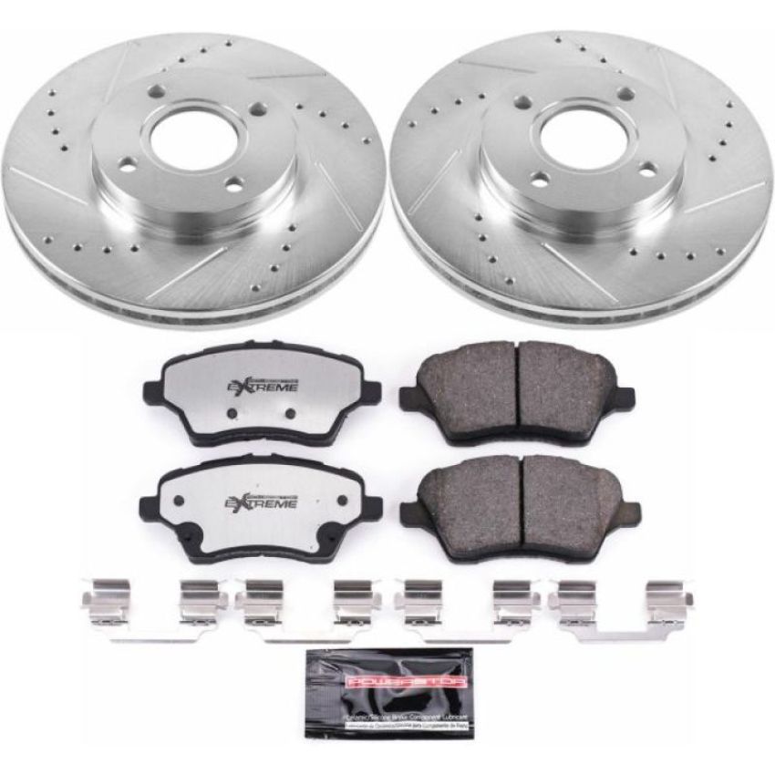 PowerStop K6818-26 Z26 Street Performance Ceramic Brake Pad and Drilled & Slotted Rotor Kit