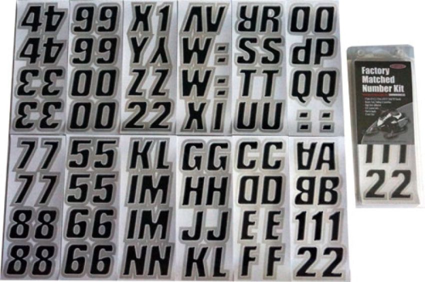 Hardline BLKSI500 Snowmobile Lettering Registration Kit 2 in. - 500 Black/Silver