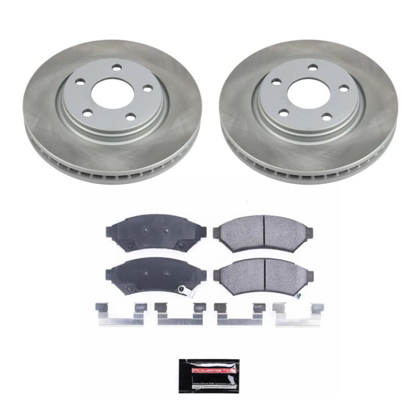 PowerStop SC1588 Semi-Coated Rotor and Low-Dust Ceramic Brake Pad Kit