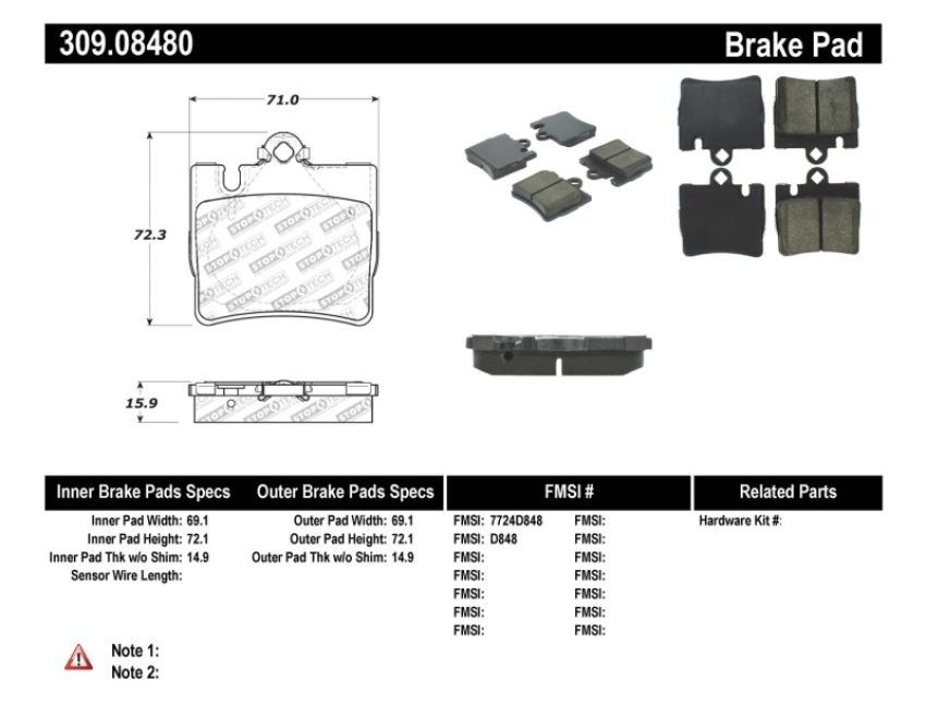 Stoptech 309.08480 Performance Brake Pads