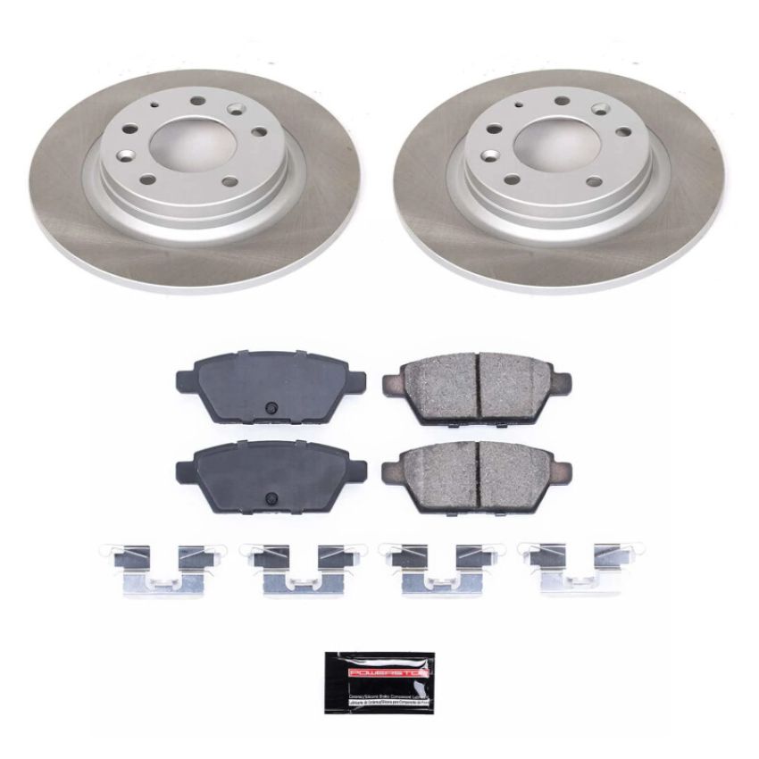 PowerStop SC2450 Semi-Coated Rotor and Low-Dust Ceramic Brake Pad Kit