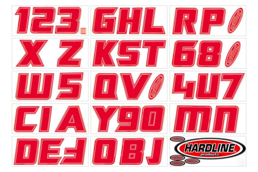 Hardline Red900 Boat Lettering Registration Installation Kit 3 in. - 900 Red