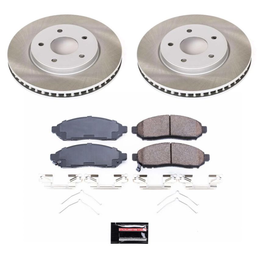 PowerStop SC6492 Semi-Coated Rotor and Low-Dust Ceramic Brake Pad Kit