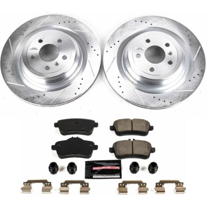 PowerStop K7448 Z23 Daily Driver Carbon-Fiber Ceramic Brake Pad and Drilled & Slotted Rotor Kit