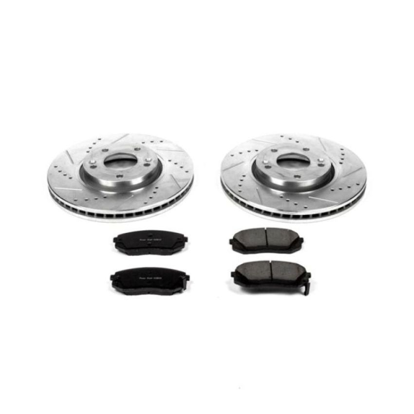 PowerStop K6087 Z23 Daily Driver Carbon-Fiber Ceramic Brake Pad and Drilled & Slotted Rotor Kit