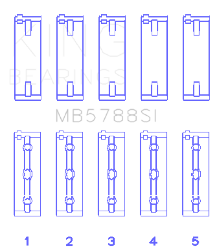 King Engine Bearings MB5788SI0.5 Suzuki J24B (Size +0.50mm) Main Bearing Set