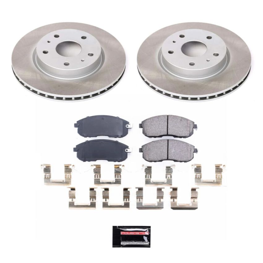 PowerStop SC5887 Semi-Coated Rotor and Low-Dust Ceramic Brake Pad Kit