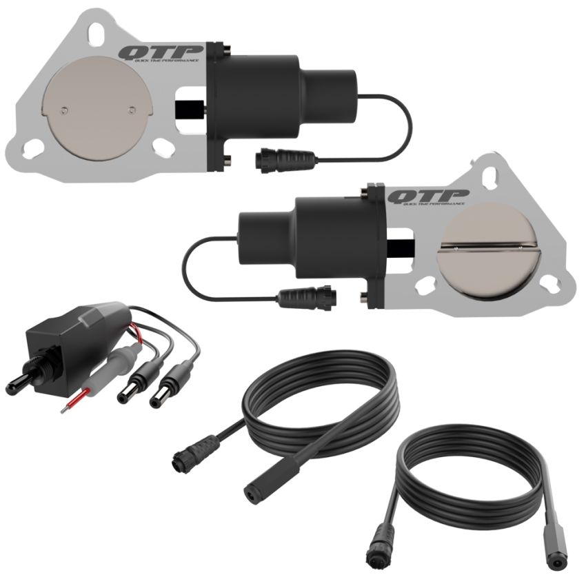 QTP QTEC60 3in Bolt-On QTEC Dual Electric Cutout Valves - Pair