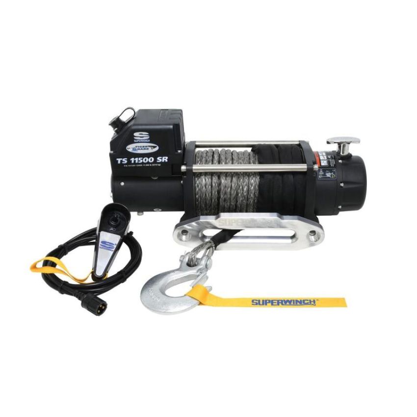 Superwinch 1511201 11500 LBS 12V DC 3/8in x 80ft Synthetic Rope Tiger Shark 11500 Winch