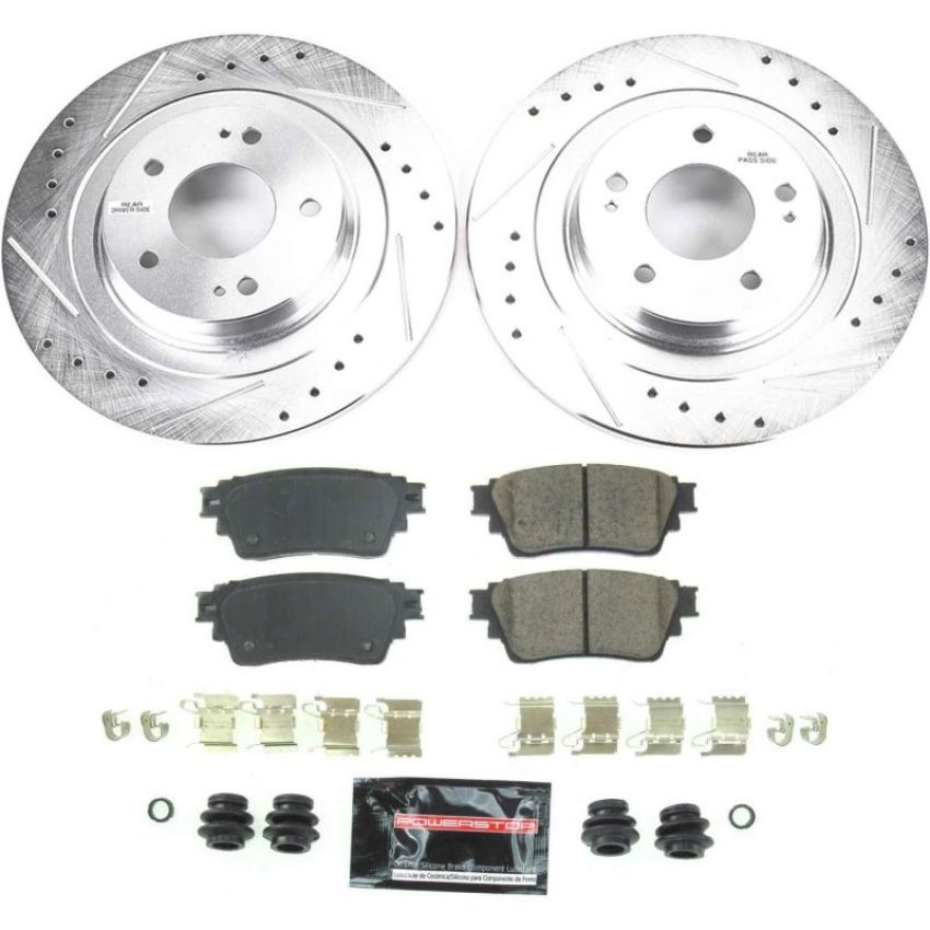 PowerStop K8381 Z23 Daily Driver Carbon-Fiber Ceramic Brake Pad and Drilled & Slotted Rotor Kit