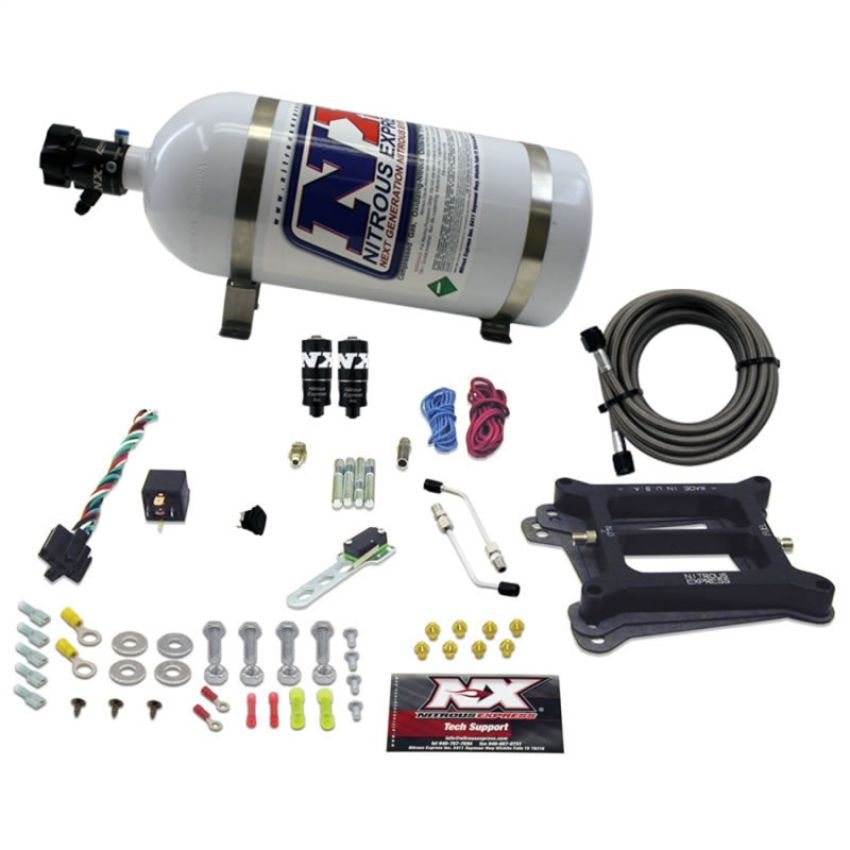 Nitrous Express 40041-10 4150 HITMAN PLUS 4-BBL (50-100-150-200HP) WITH 10LB BOTTLE