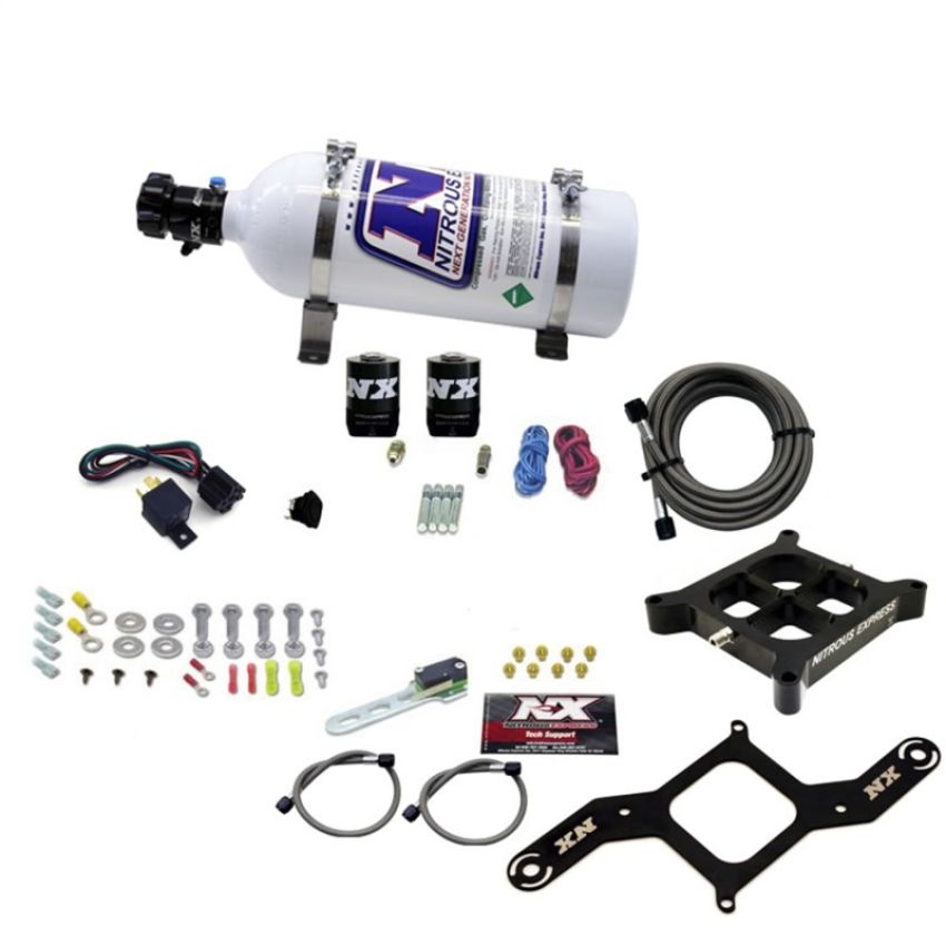 Nitrous Express 63540-05 4150 SINGLE ENTRY CROSSBAR PLATE SYSTEM, PRO POWER(100-500HP) W/5LB BOTTLE