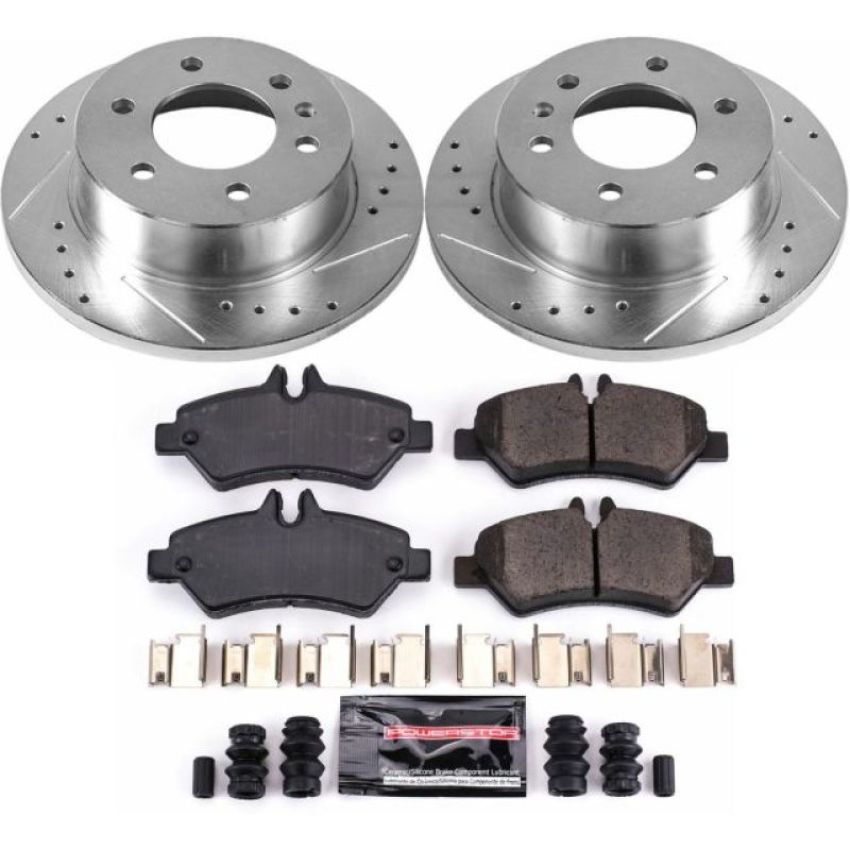 PowerStop K6197 Z23 Daily Driver Carbon-Fiber Ceramic Brake Pad and Drilled & Slotted Rotor Kit
