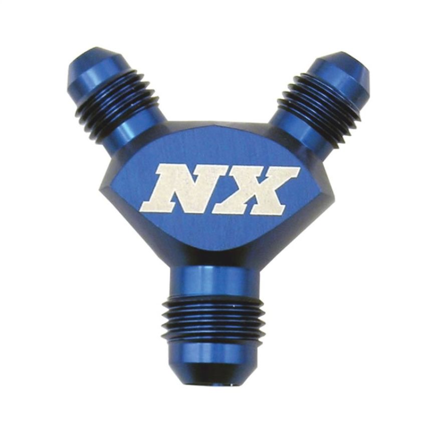 Nitrous Express 16084 6AN x 4AN x 4AN BILLET PURE-FLO Y FITTING (BLUE)