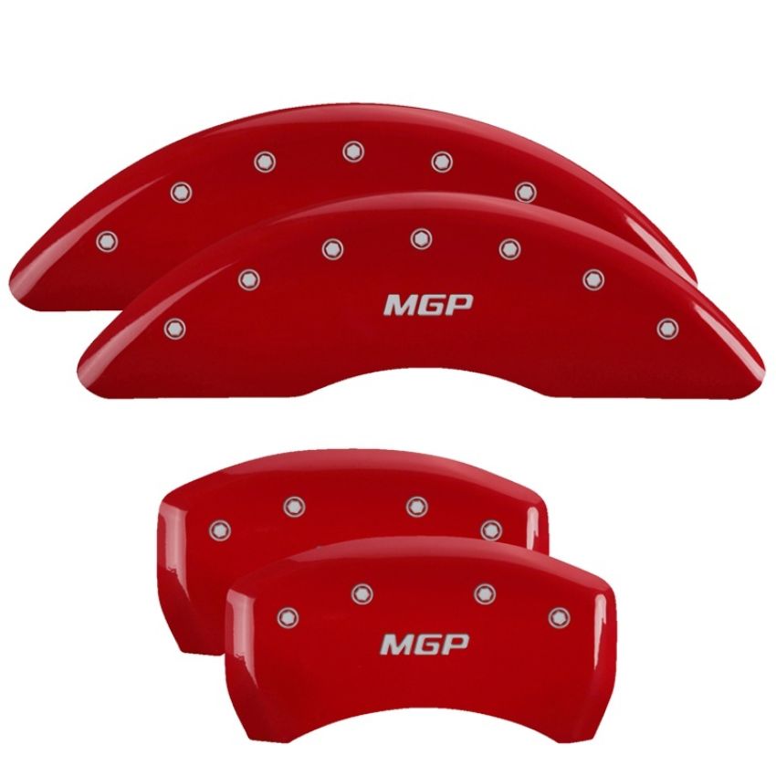 MGP 22209SMGPRD 4 Caliper Covers Engraved Front & Rear  Red finish silver ch