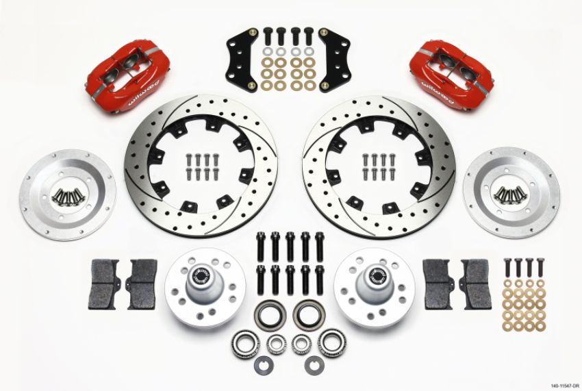 Wilwood 140-11547-DR Forged Dynalite Front Kit 12.19in Drill-Red Magnum Force Drop Spndle
