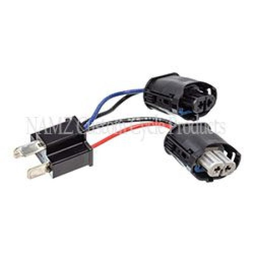 NAMZ NHAP-02 2014+ Road King (w/7in. Dual LED HLamp) Headlight Adapter Pigtail w/Female H9 & H11 to Male H4